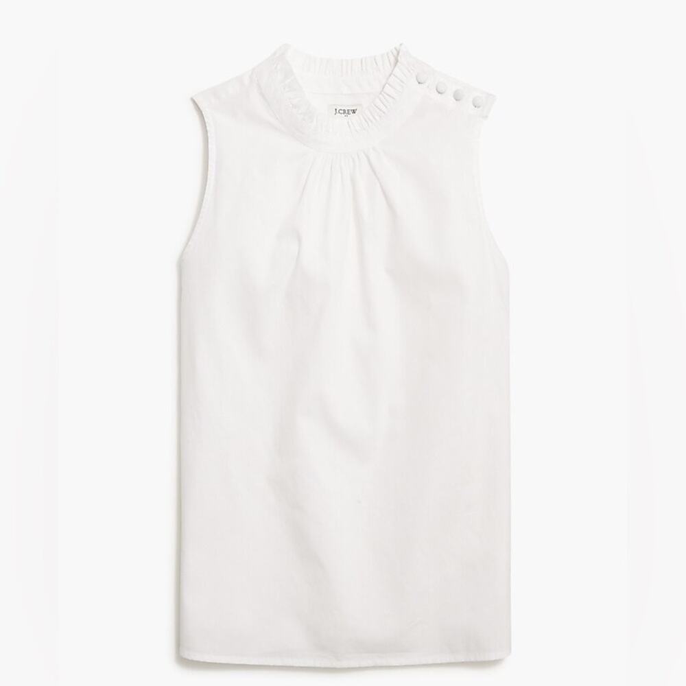 J.Crew Factory Button-ruffleneck top White Size XXL BT838